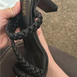 Sleek Black Braided Heels